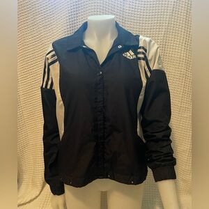 Adidas Black And White Nylon Jacket With Buttons Size Medium